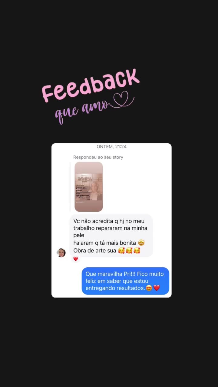 Vídeo com mensagem de cliente que recebeu elogios pela pele