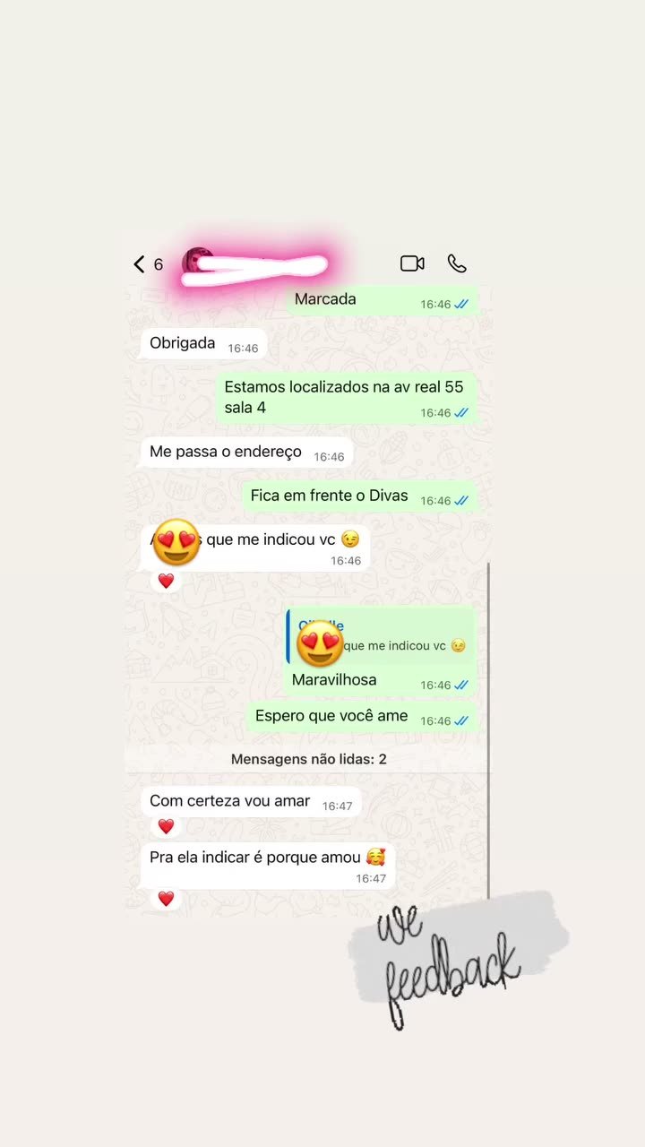 Vídeo com conversa de nova cliente que chegou por indicação
